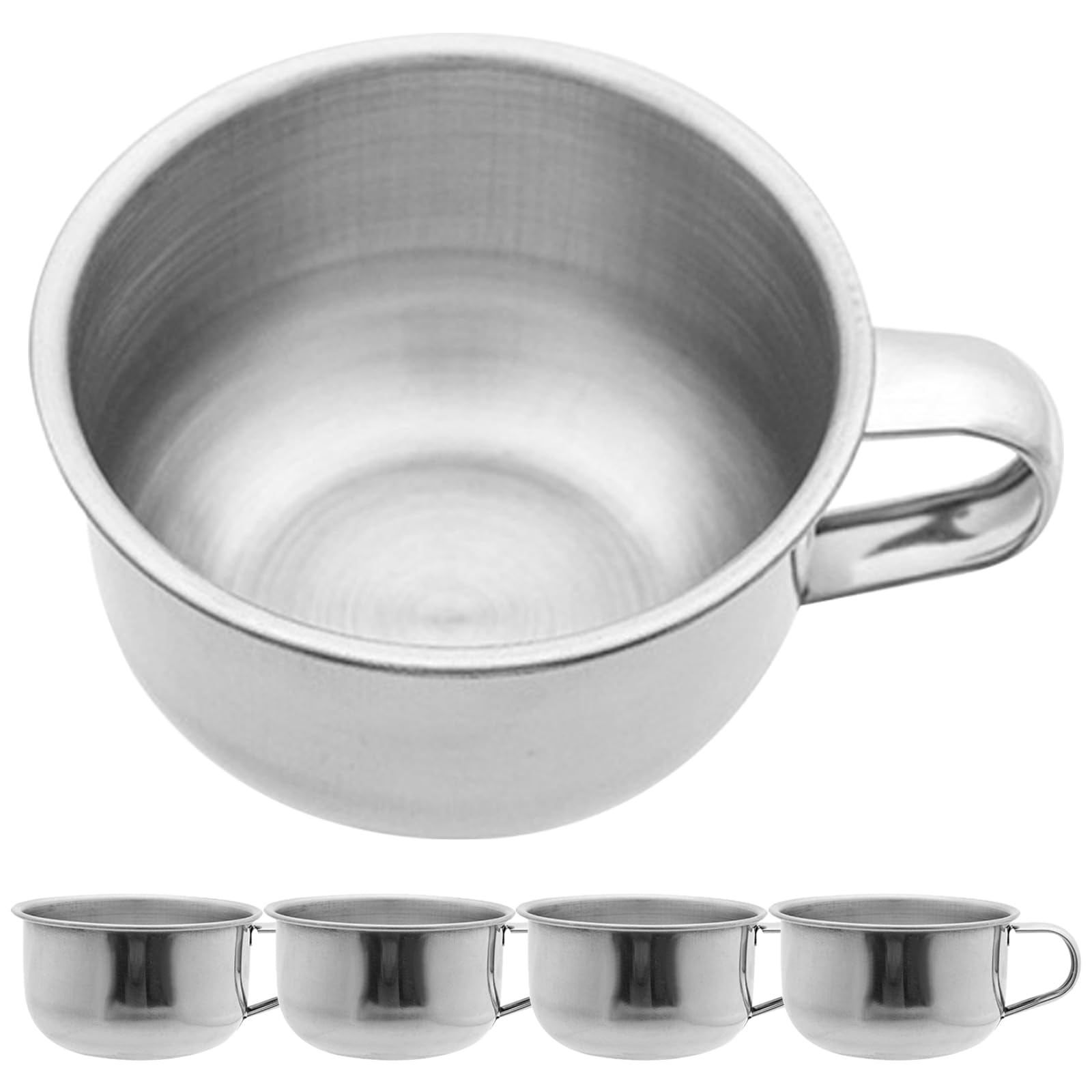 Tazón de afeitar antideslizante con asa y taza de acero inoxidable de 5 piezas