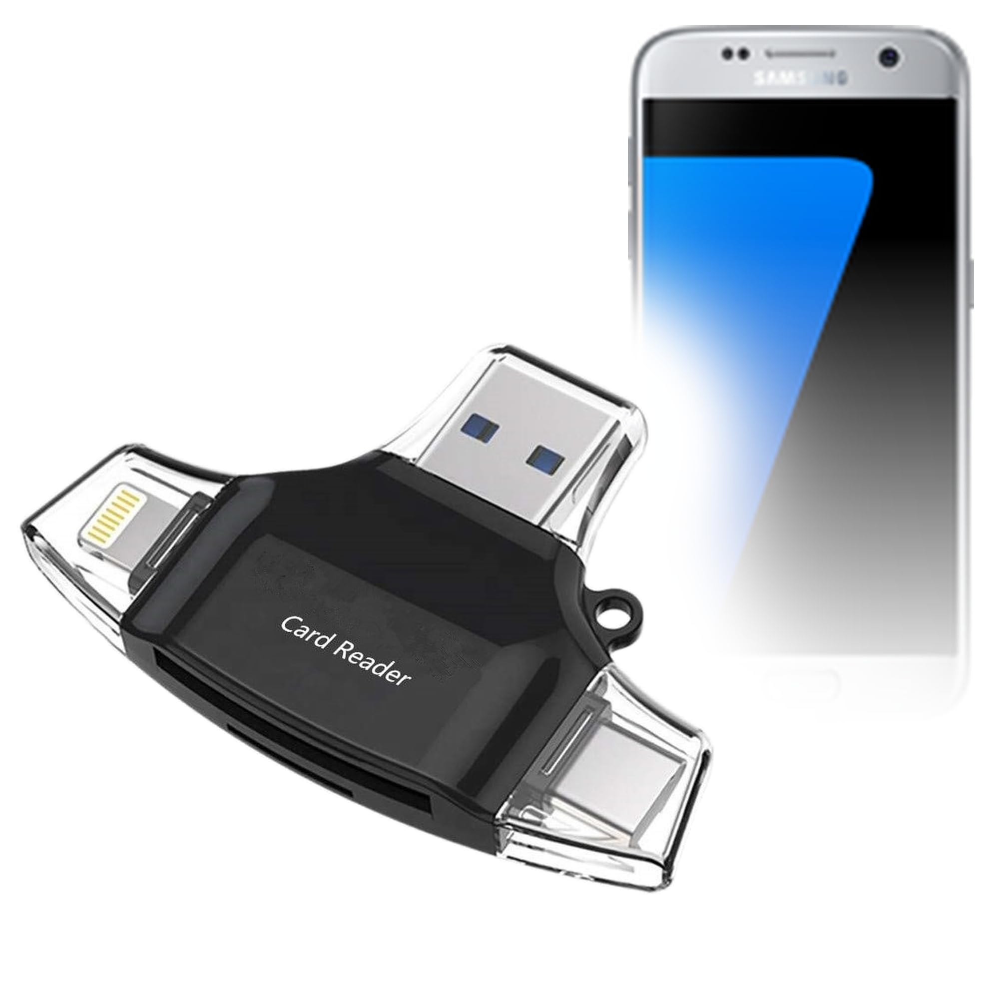 BoxWave Smart Gadget compatible con Samsung Galaxy S7 - AllReader lector de tarjetas SD, lector de tarjetas microSD compacto USB - negro azabache