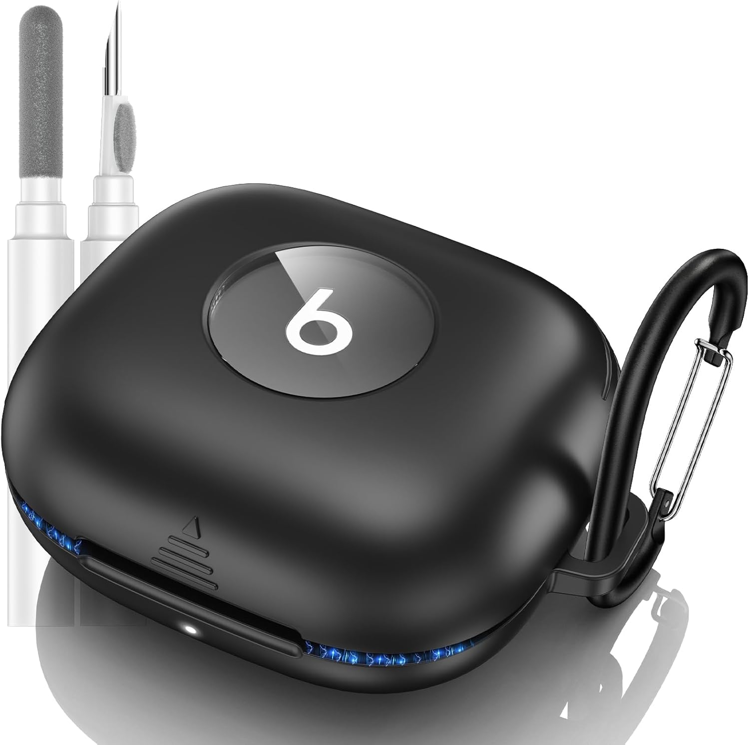 for Beats Powerbeats Pro 2 Case Cover, Shockproof Magnetic Case for Powerbeats Pro 2 2025 Wireless Earbuds, Magnetic Lock Lid Protective Cover with Cleaner Kit & Carabiner (Black)