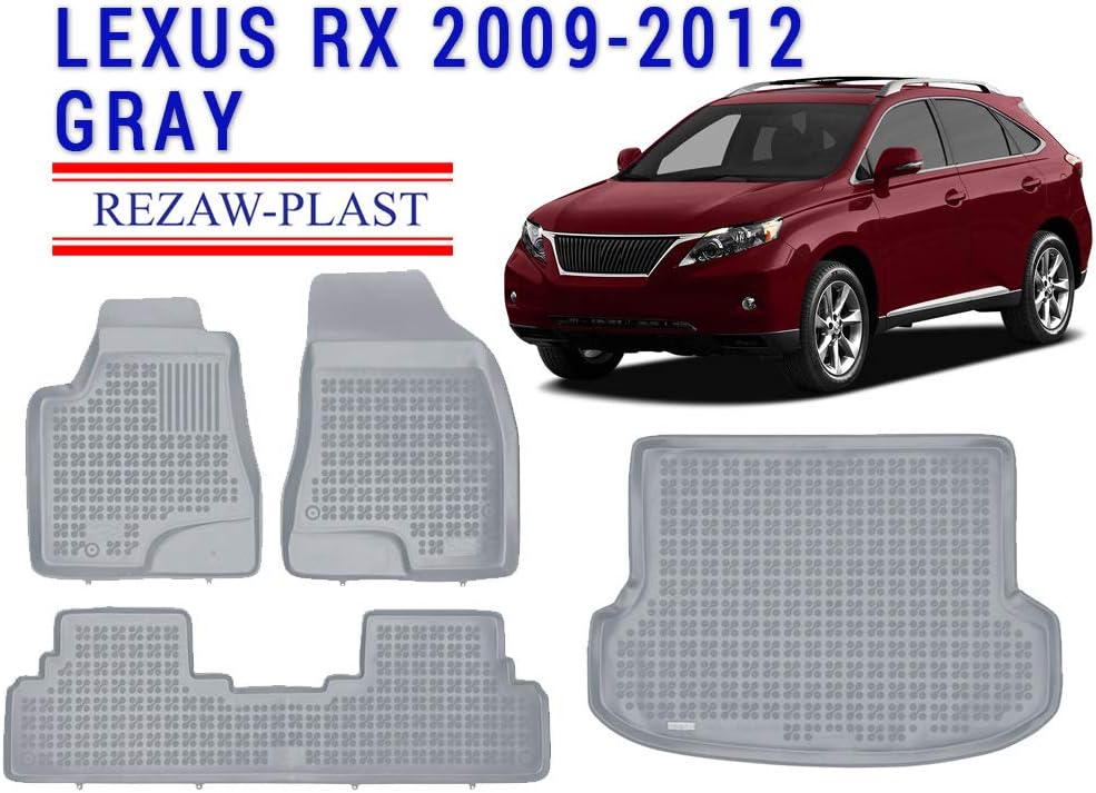 Floor Liners Compatible with 2010 2011 2012 Lexus RX Floor Mats & Cargo Liner RX 350 Tailored All Season Custom Fit Waterproof Automotive Floor Mats SUV Accessories Gray