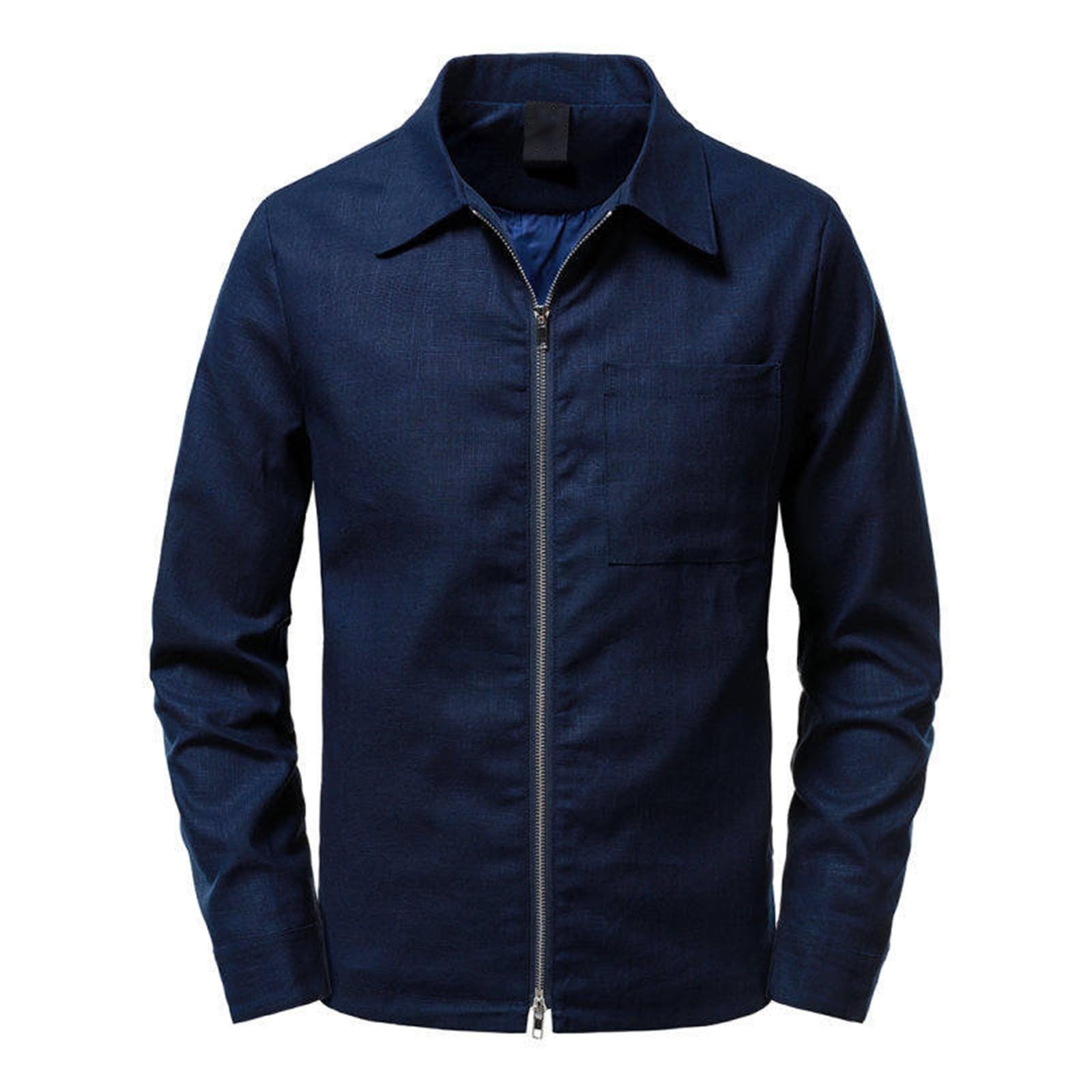 Lässige Leinenjacke mit fallendem Revers und Taschen – leichter Herbstmantel für den Alltag, bequemes und atmungsaktives Material, eleganter Freizeitstil, vielseitig kombinierbar.