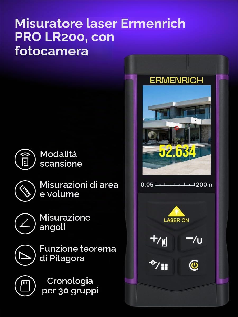 PRO LR200 Metro Laser Professionale Distanziometro 200m