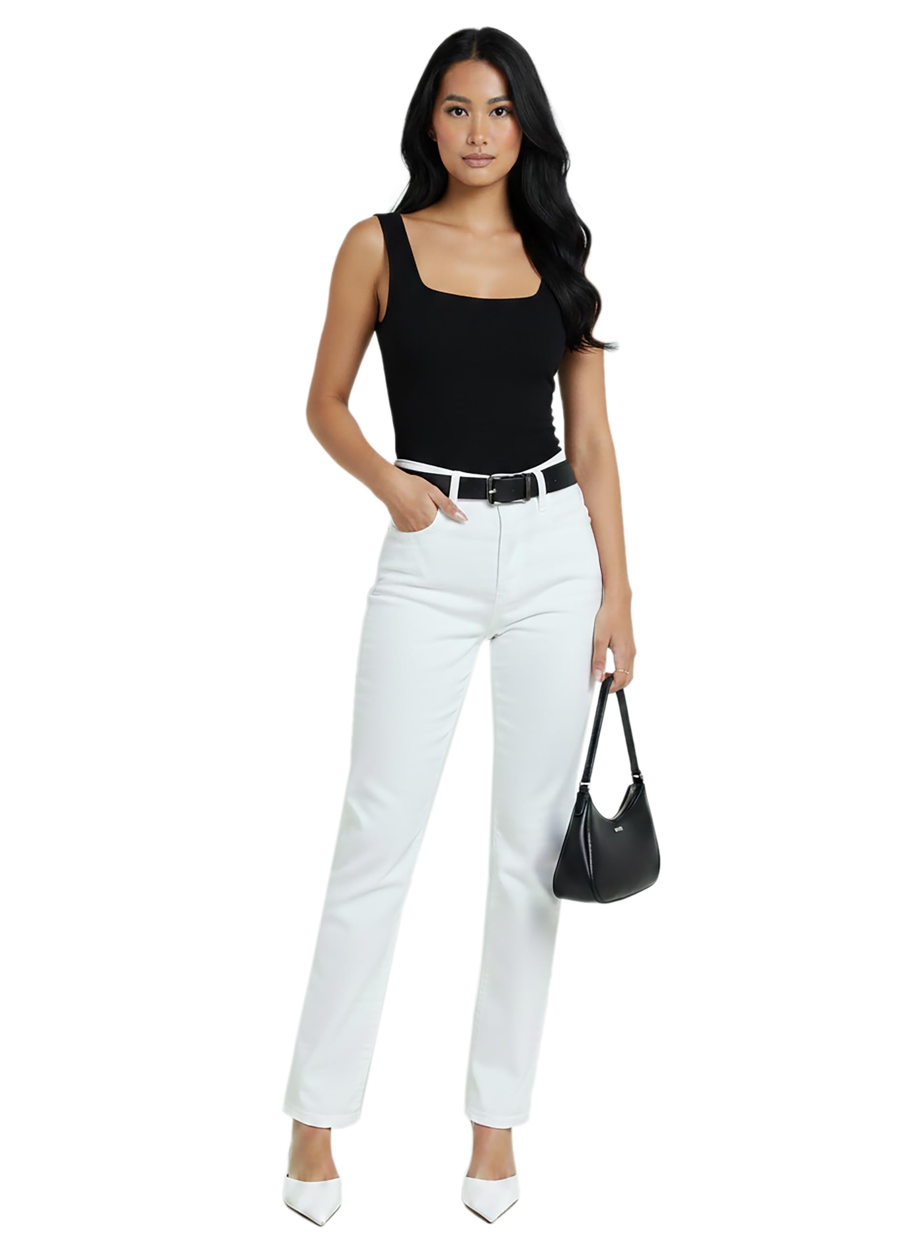 ESRA Straight Leg Jeans Damen Jeans High Waist – Premium Stretch Jeans Damen aus extra weicher Baumwolle