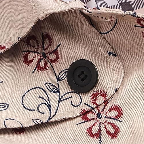 Girl's Hooded Trench Coat Kids Flower Print Parka Outwear Warm Cotton Puffer Hooded Jacket Fall Winter (D, 8-9 Years)2