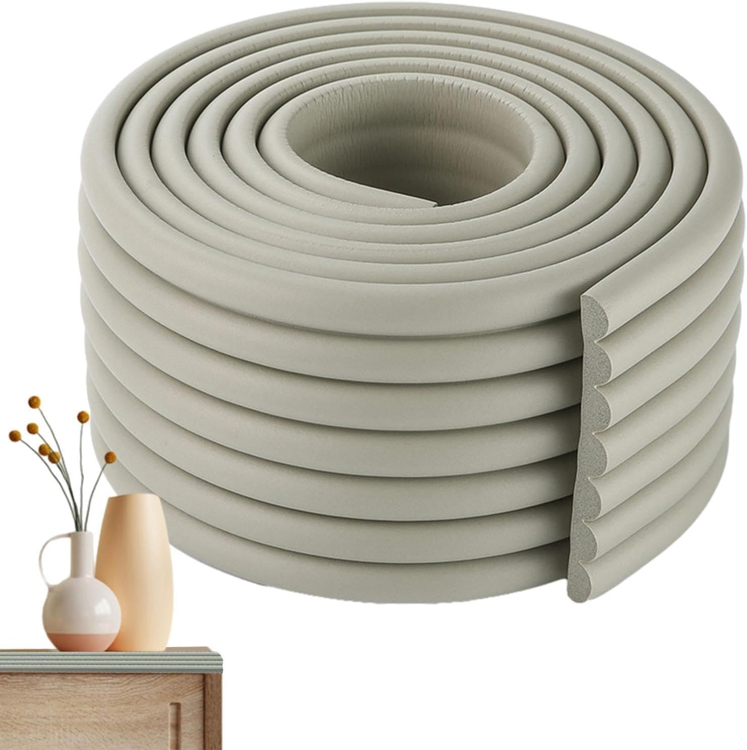 SwissHome 1 Pcs Extra Thick Furniture Edge Protectors High Dense Foam Cushion Baby Safety Corner Strip Guards, 6.5 Ft (2 Meter) Furniture Bumper for Table, Wall Edge (Grey)-image-8