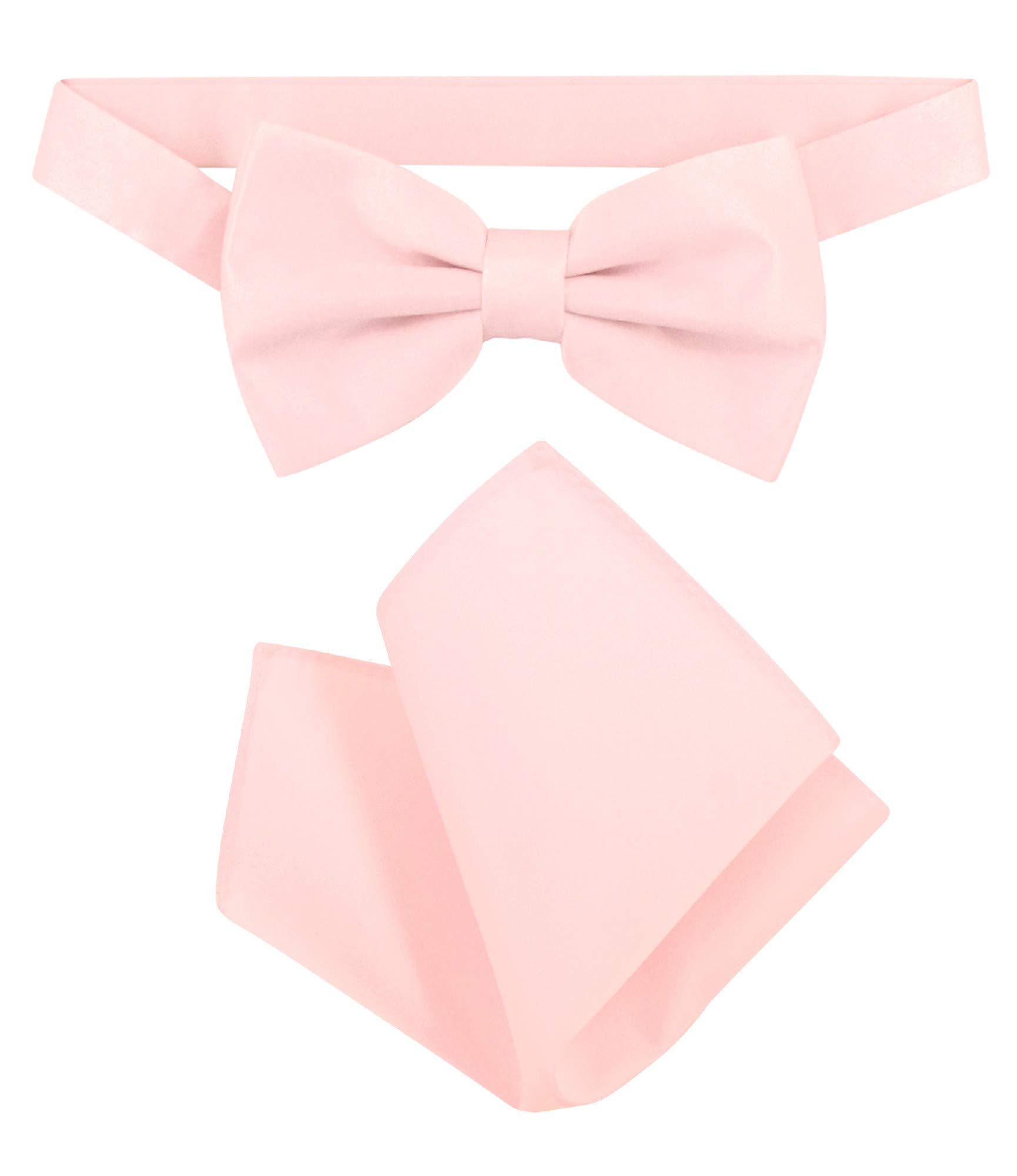Vesuvio Napoli BowTie Solid Pink Color Mens Bow Tie & Handkerchief