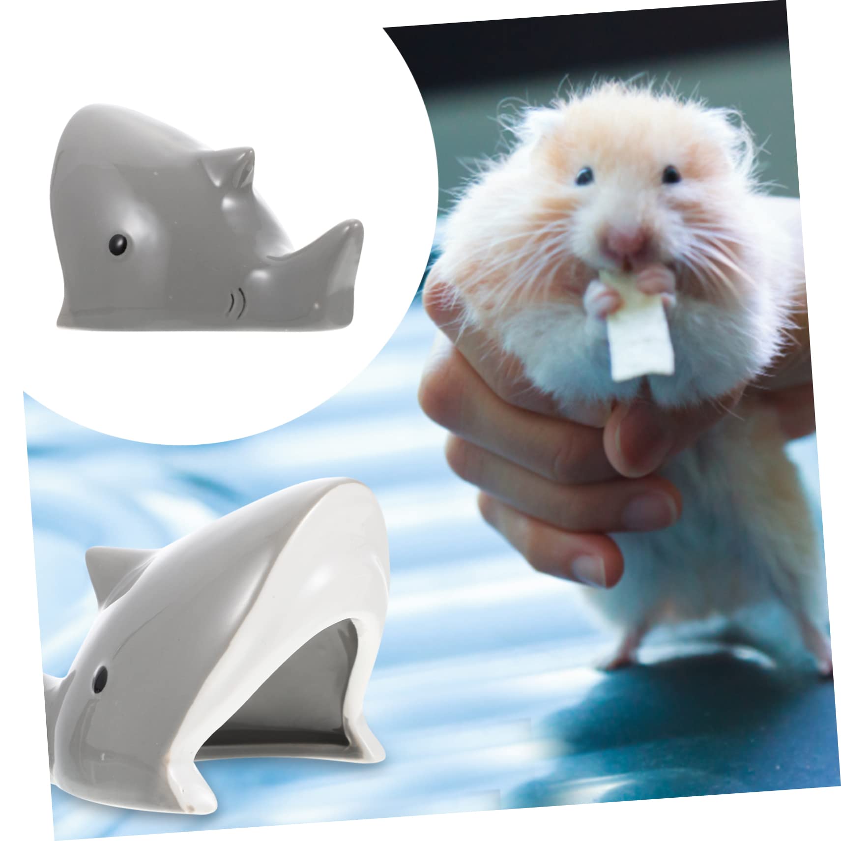 Balacoo Hedgehog Sleeping Hideout Shark Shape Ceramic Hamster House for Small Pets Durable Water Absorbent Design Pet Accessory Play