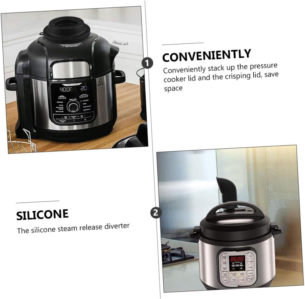 Silicone Steam Release Diverter for Electric Pressure Cooker Heat-resistant Pot Lid Accessory with Steam Deflector Prevents Lid Scratches Protects Cabinets