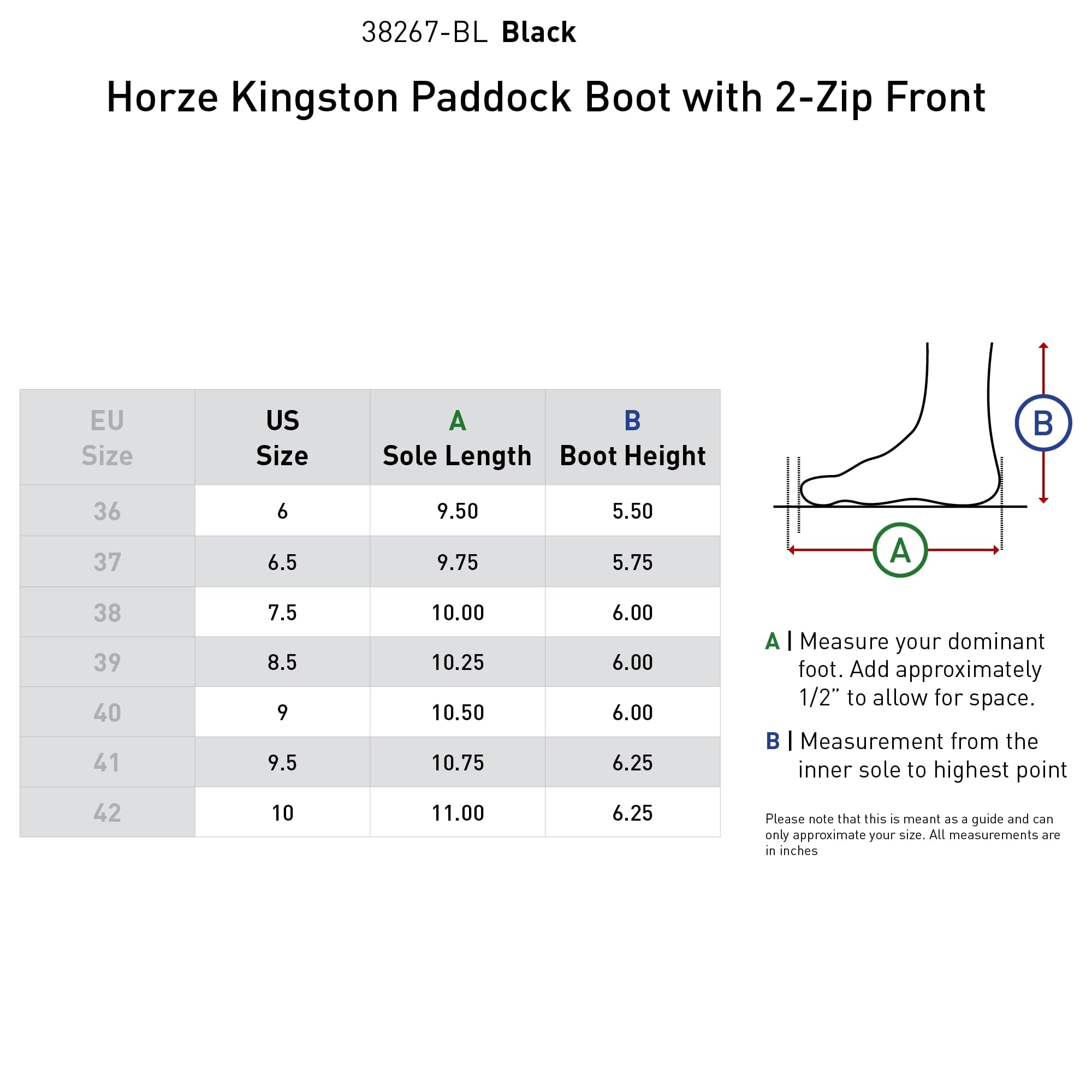 HORZE Kingston Jodphur Bottines d'équitation pour femme avec double fermeture éclair