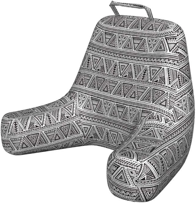 Ambesonne Tribal Reading Pillow Cover, Monochrome Design Style Continuous Zentangle Triangles Pattern, Unstuffed Printed Bed Rest Case from Soft Fabric, Small, Charcoal Grey and White