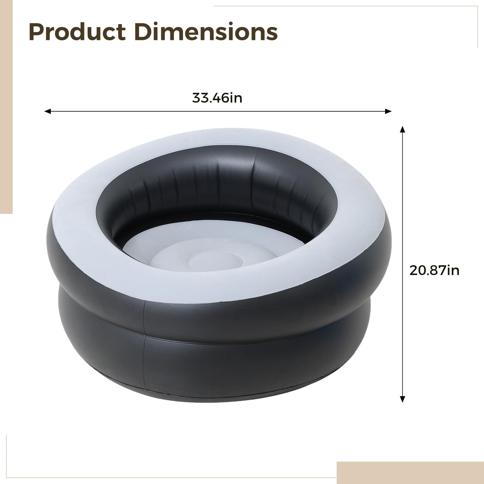 2 STK. Aufblasbares Sofa, PVC beflocktes Lazy Sofa, ergonomisches Design, verstellbare Festigkeit, mit Luftpumpe, ideal für Entspannung, Lesen, Sonnenbaden und den Einsatz im Freien