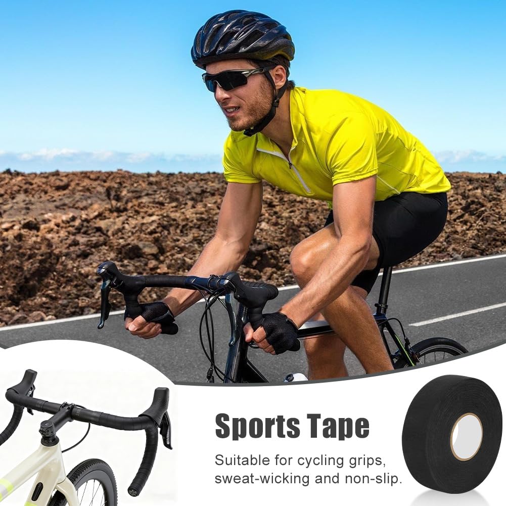 Grip Tape, Ruban Adhésif Sport avec Ciseaux, Autocollant Hockey Bande, Anti-Dérapant Ruban Adhésif de Hockey, Résistant Polyester Coton pour Badminton Raquette Squash Tennis, 25mm*25m
