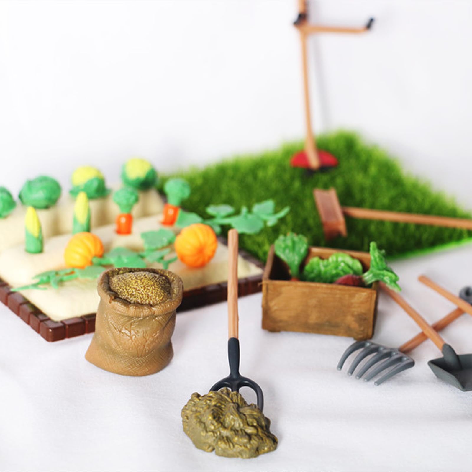 SHINEOFI Miniature Dollhouse Farm Model Kit, Mini Farm Tool Model Kit, Realistic Vegetable Field Landscape - Image 2
