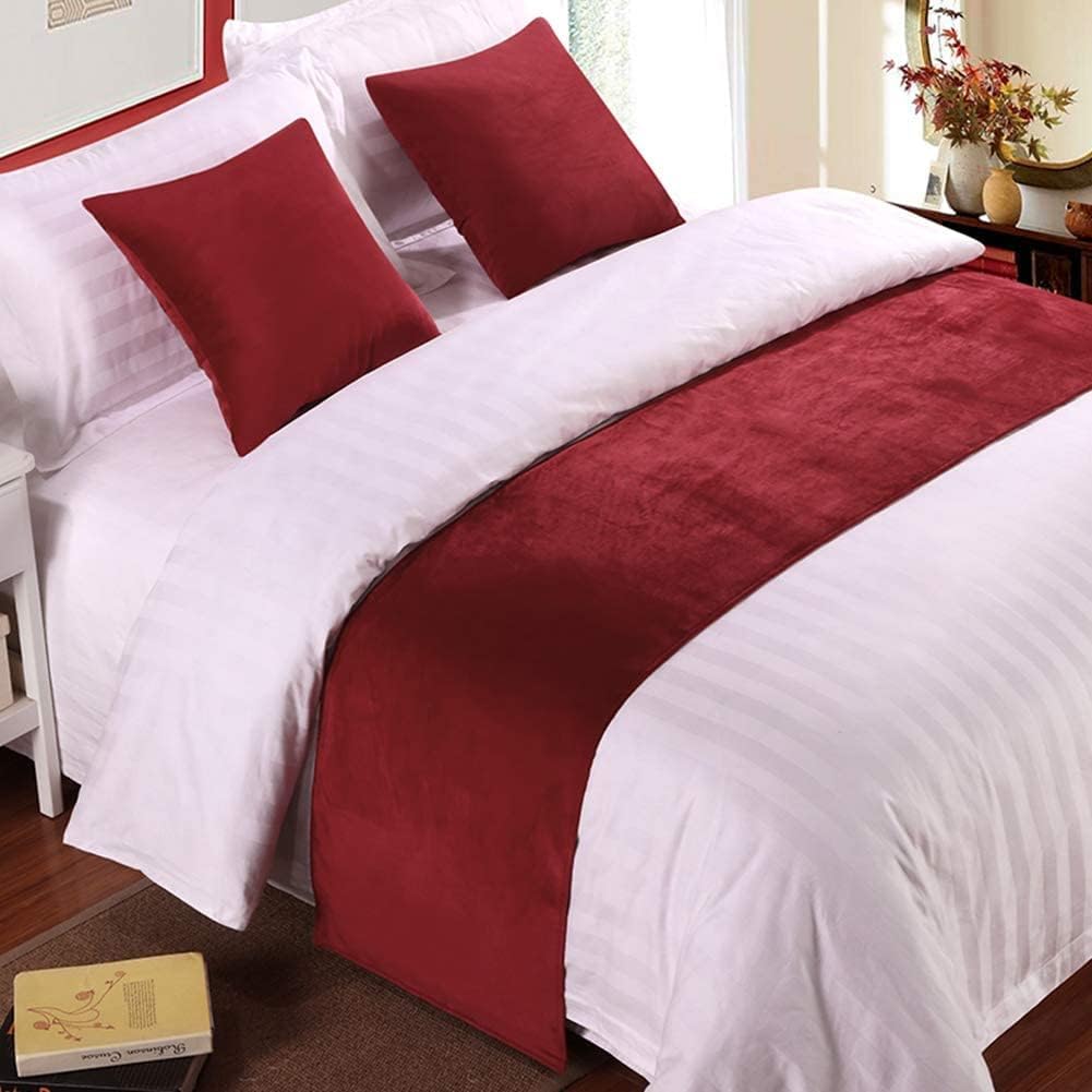 Hotel Bed Runners Scarf Luxury Velvet Solid Color Bedspread Decoration Modern Bed Throws for Foot of Bed Bedroom Bedding Protector No Fading Bed Tail Towel-Red||Twin 19.7 x 70.8" for 47.2" bed