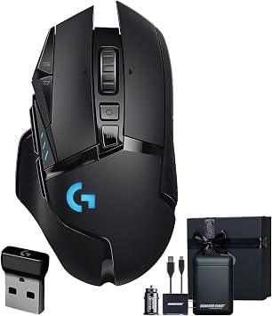 Logitech G502 Lightspeed Wireless Gaming Mouse | Hero Sensor, 25,600 DPI, 11 Programmable Buttons, Tunable Weights, RGB Lighting, Onboard Memory, PC/Mac | Signature Series Gift Bundle