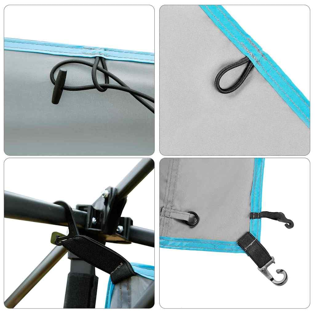 Organizer per tenda da appendere, grigio e blu, 320 x 182 cm, Oxford, accessorio per tenda leggero con scomparti e borsa per il trasporto, per campeggio, escursionismo, uso all'aperto e