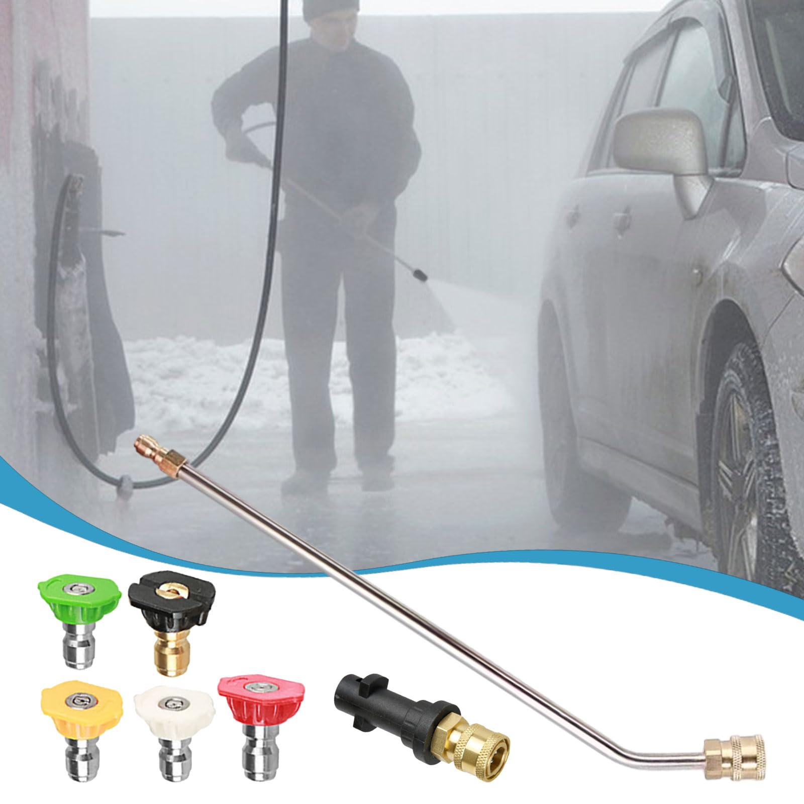 Varita de extensión para lavadora a presión, lanza de pulverización en ángulo de 90 grados/30 grados para Karcher K2 K3 K4 K5 K6 K7, con 5 boquillas de pulverización (30 grados)