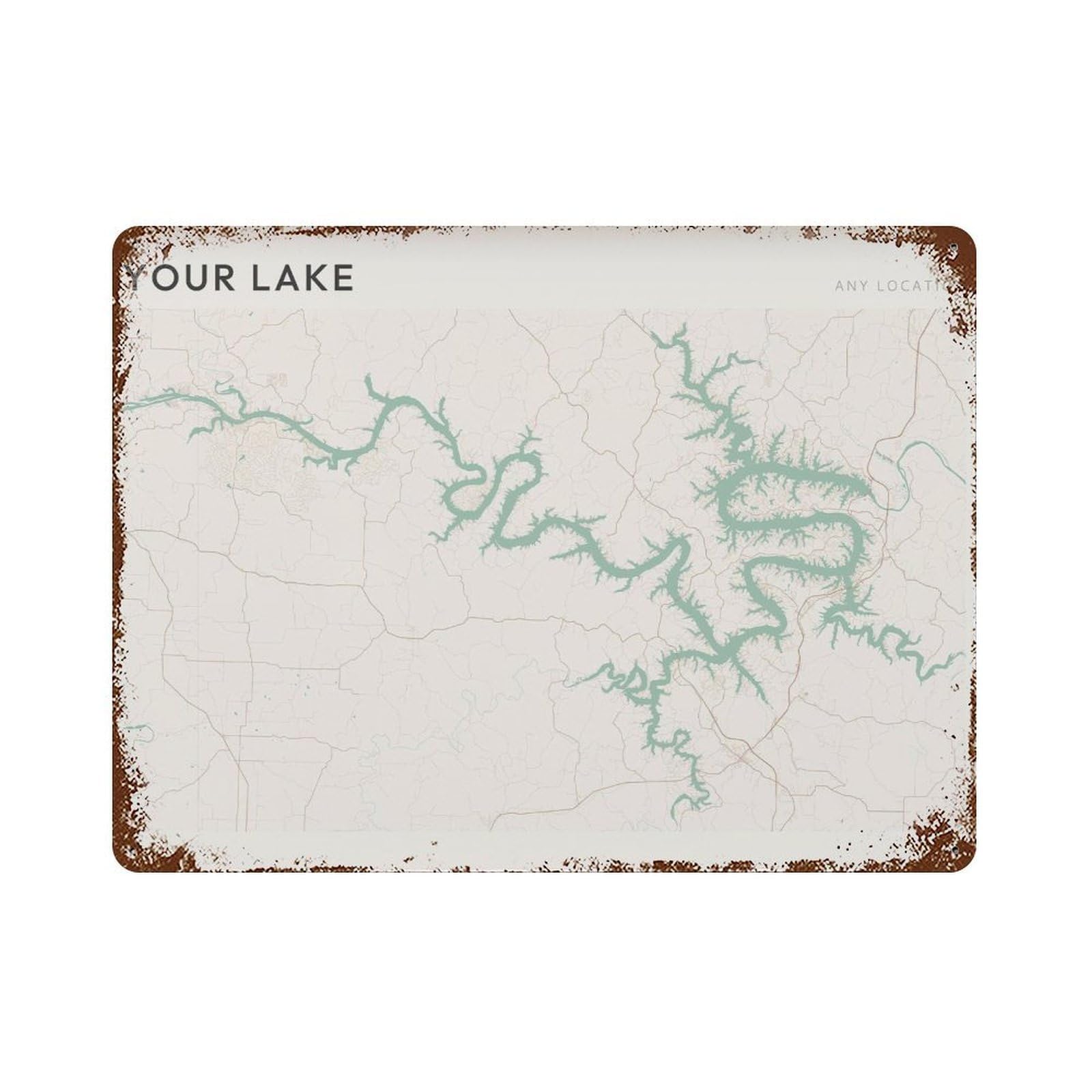 xiaoxiaoshen Any Lake Custom Map Farmhouse Decor Minimalist (2) Wall Decor Art Metal Tin Poster Modern Home Decor Art Home Bar Shop Decorations Vintage Sign 30x40cm