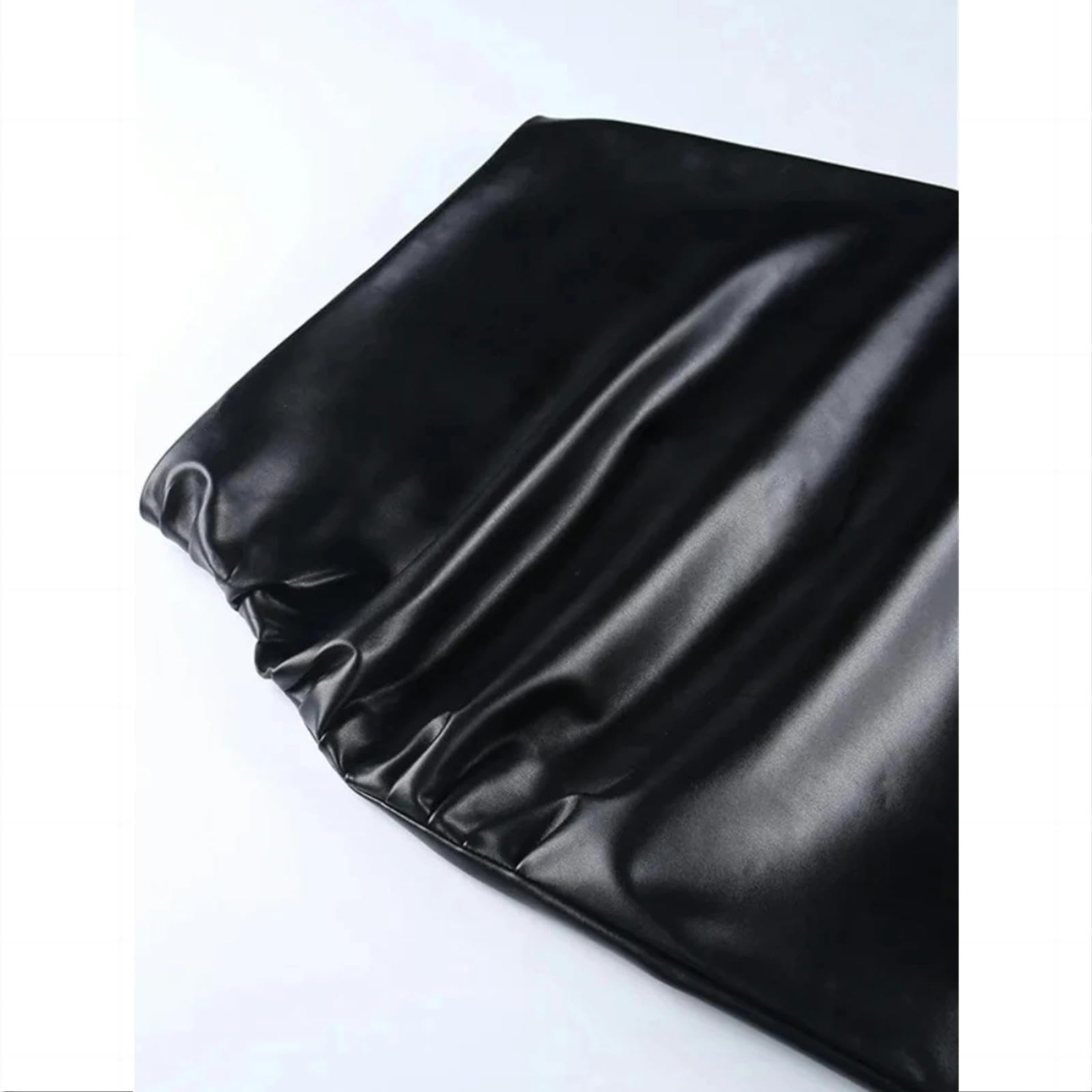 Gonna Lunga Donna Estate Scapa di Gonna in Pelle Nera dell'Autunno Primaverile Gonna Lunga Gonna con Gonna Midi con Vita Alta-Nero-M