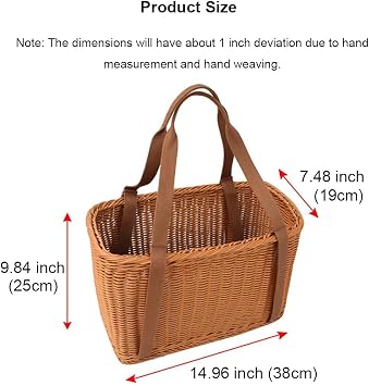 RT&BS Wicker Shopping Basket, Harvesting Baskets with Handle, Hand Woven Basket with Handle, Reusable Handwoven Baskets for Storage, Picnics, Organizing, Gathering Vegetables Fruits