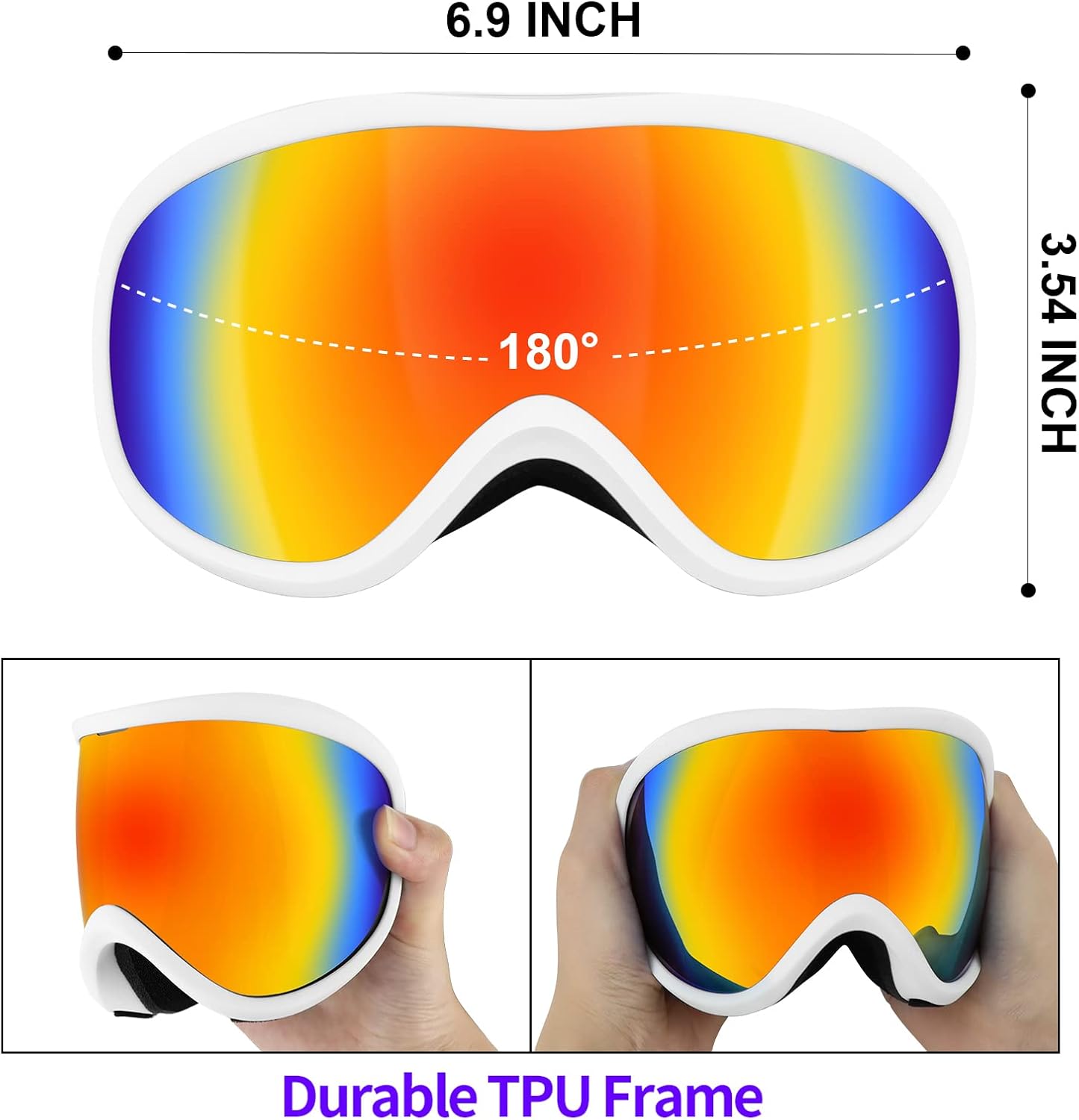 Supertrip Snow Ski Goggles Anti-Fog 100% UV Protection Snowboard Skiing Goggles