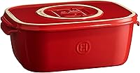Vista 1 de Emile Henry, Caja de almacenamiento de queso burdeos/bandeja para servir, 12 x 8 x 4.4 pulgadas