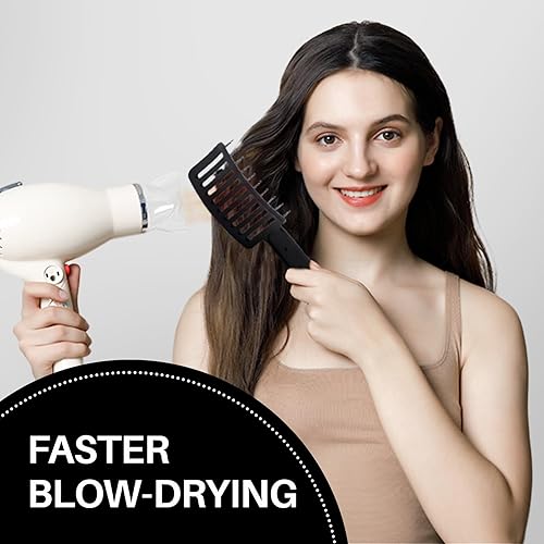 Miniatura 4 de RHOS Cepillo de pelo curvado ventilado para un secado más rápido, cepillo ventilado para mujeres y hombres, cepillo de peinado con cerdas de nailon