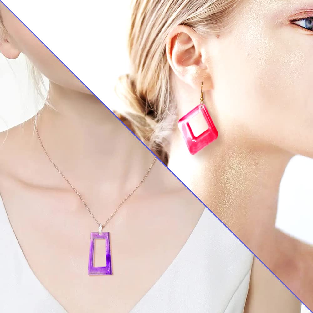 SENHAI - 4 moldes de resina para pendientes, varios estilos de silicona, con ganchos para las orejas, lazos abiertos y tapones transparentes para los oídos, para hacer pendientes, colgantes, joyas