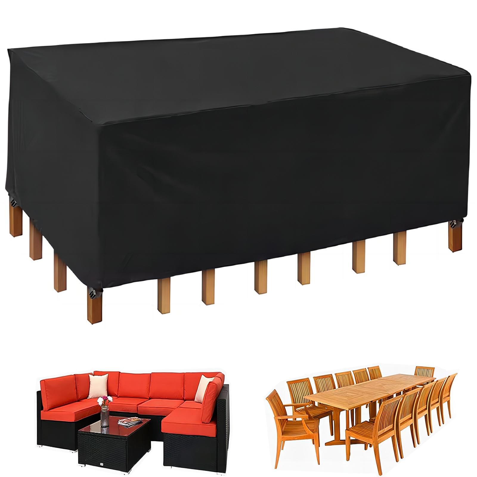 Funda de piel impermeable para exteriores, 420 x 50 x 65 cm, resistente a los rayos UV, protector de jardín resistente al viento, lona duradera para todo tipo de clima