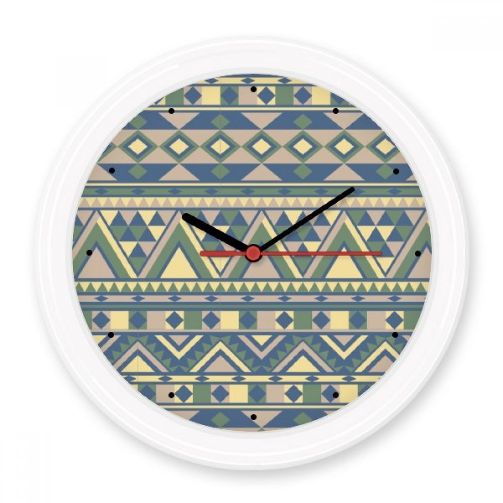Horloge murale ronde scandinave à motif géométrique bleu et jaune