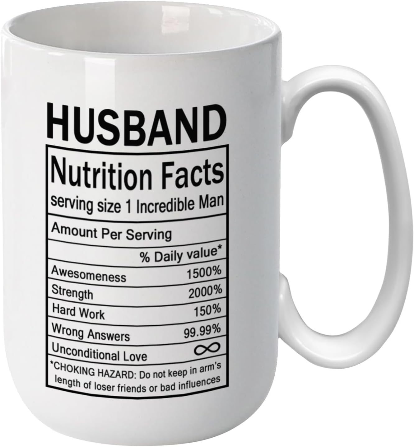 15 Oz Coffee Mug for Awesome Husband - Funny Nutritional Facts Design Mug, Fu...