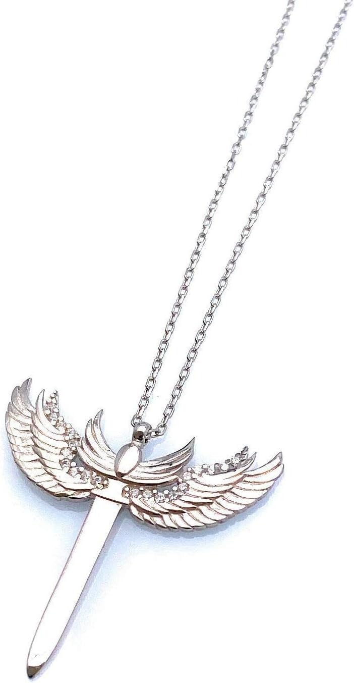 Archangel Michael’s Sword Pendant Sterling Silver with White Stones, Spiritual Protection Necklace, Perfect Gift for Faith & Inspiration