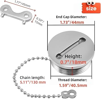 Boat Fuel Tank Cap Marine Fuel Cover Deck Fill Replacement Cap - 1.5/38mm