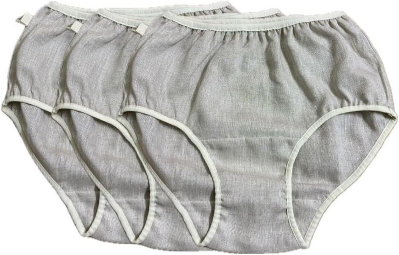 1/2/3 Pack Hemp Underwear for Middle-Aged Elderly Women Comfy Cool Panties Travel Sports Sleep Daily Briefs Undies (3pcs High Waist)