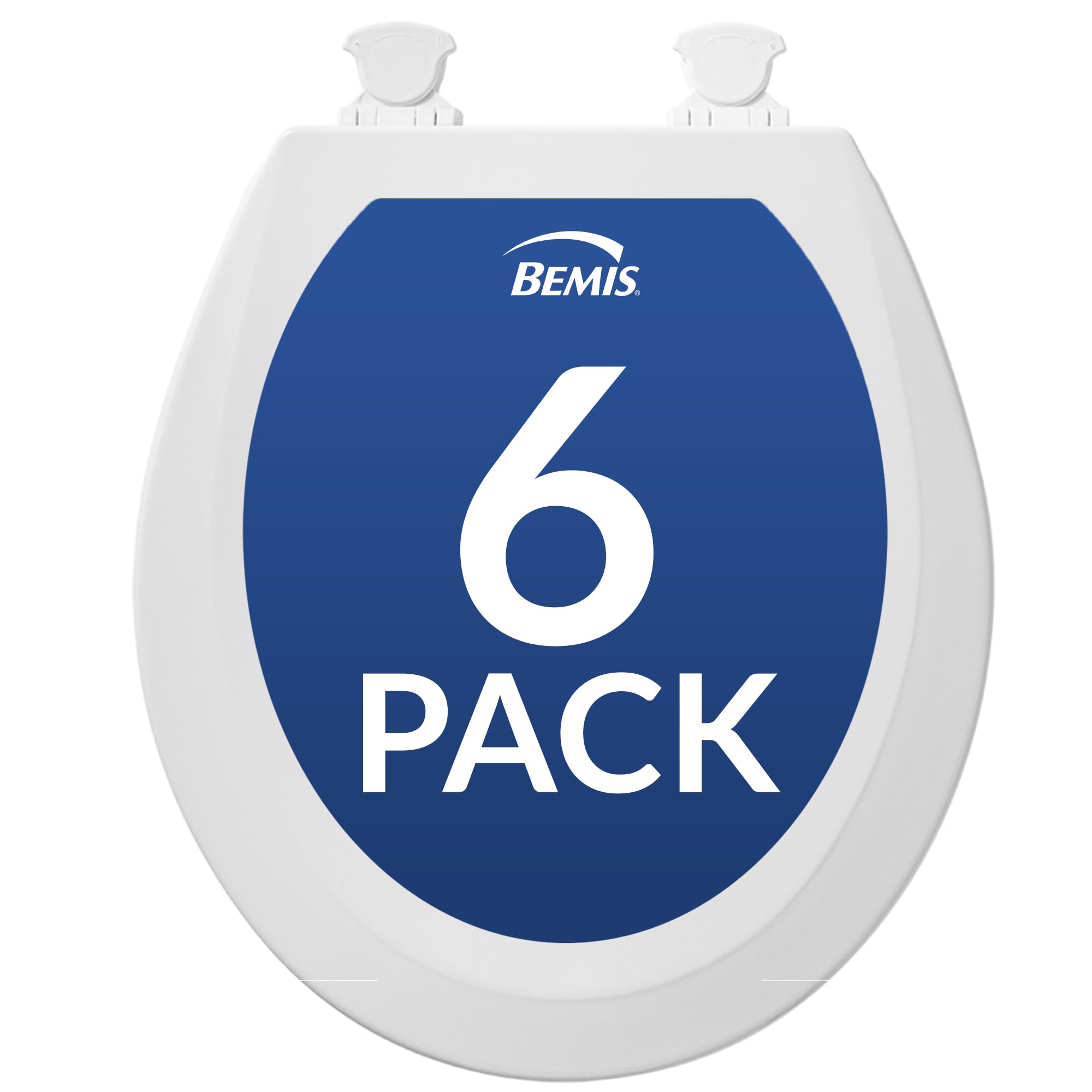 Bemis 500EC Durable Wood Toilet Seat with Easy Clean Hinges, Made in USA, Round, White, 6-Pack