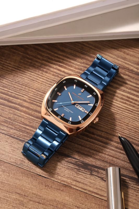 Image of Daniel Hechter Paris Bercy Collection Analog Quartz Watch for Men with Square Dial, Day-Date Display, Crystal Hour Markers and Stainless Steel Strap - DHM1053