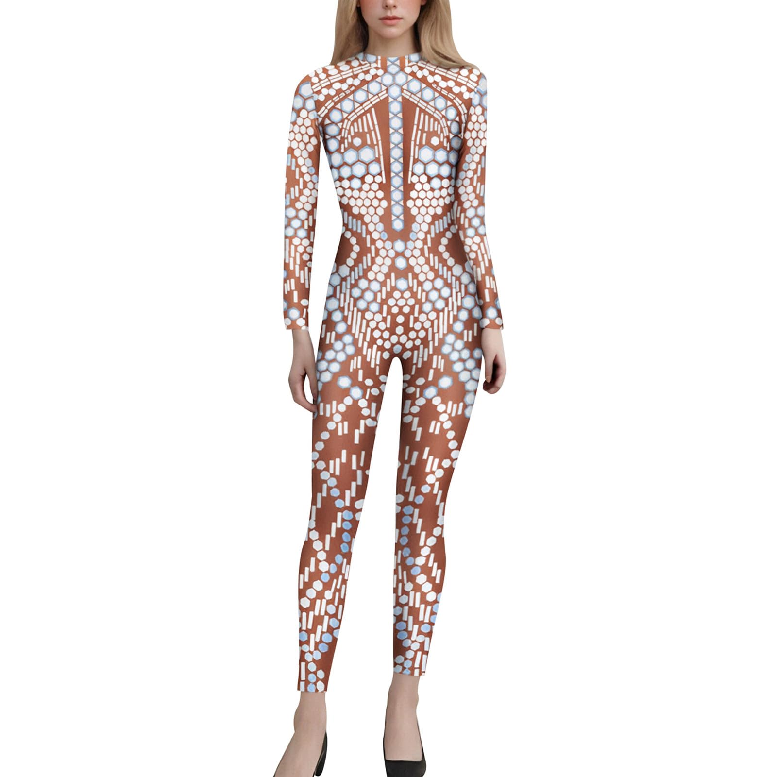 GenerischJumpsuit Women's Elegant Summer Trouser Suit Zip Back Halloween  Costume Full Body Jumpsuit Women's Elegant Sporty