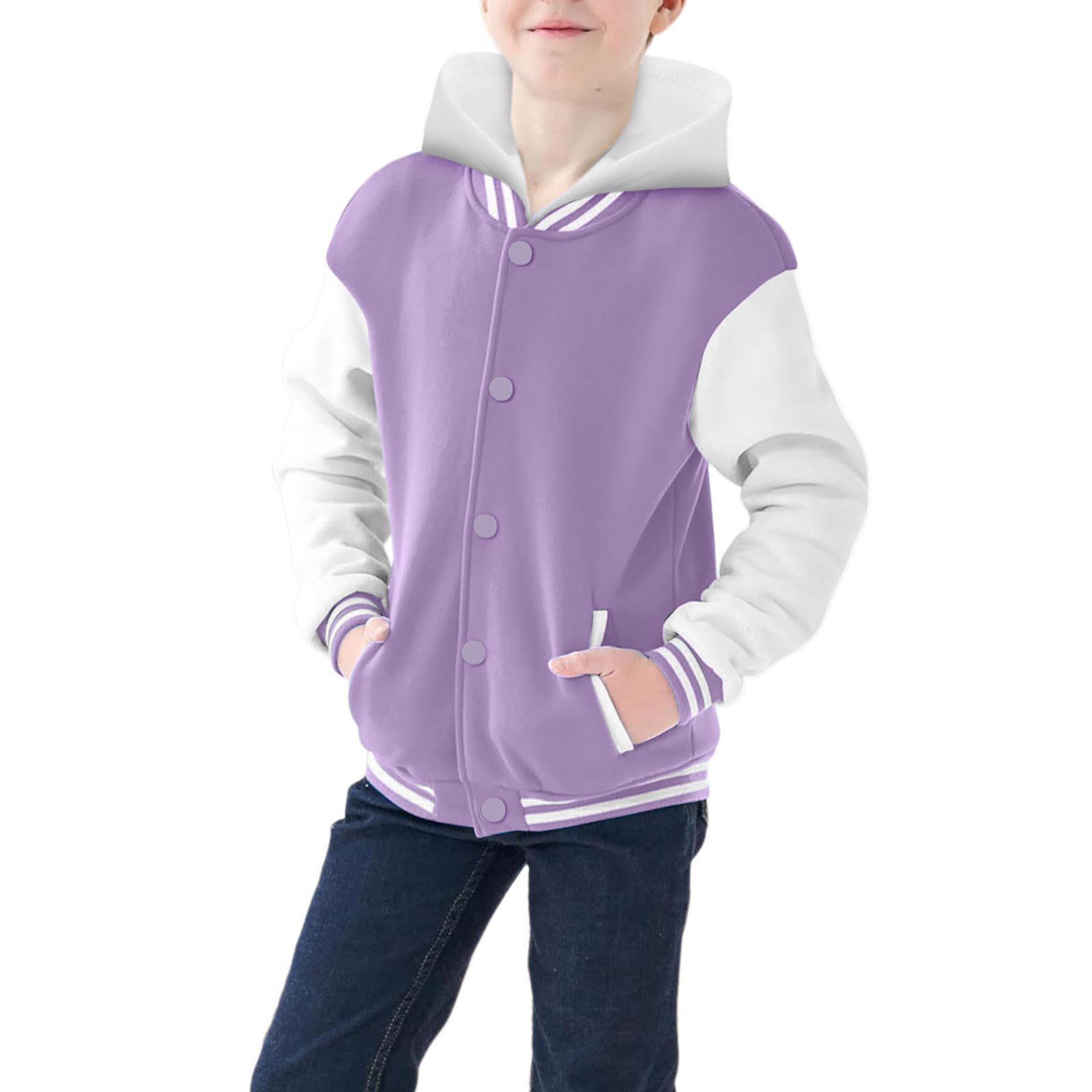 Generisch Veste d'hiver pour enfants - Pull pour enfants - Garçons - Filles - Automne - Printemps - Manches longues - Bloc de couleur - Baseball - Manteau à capuche