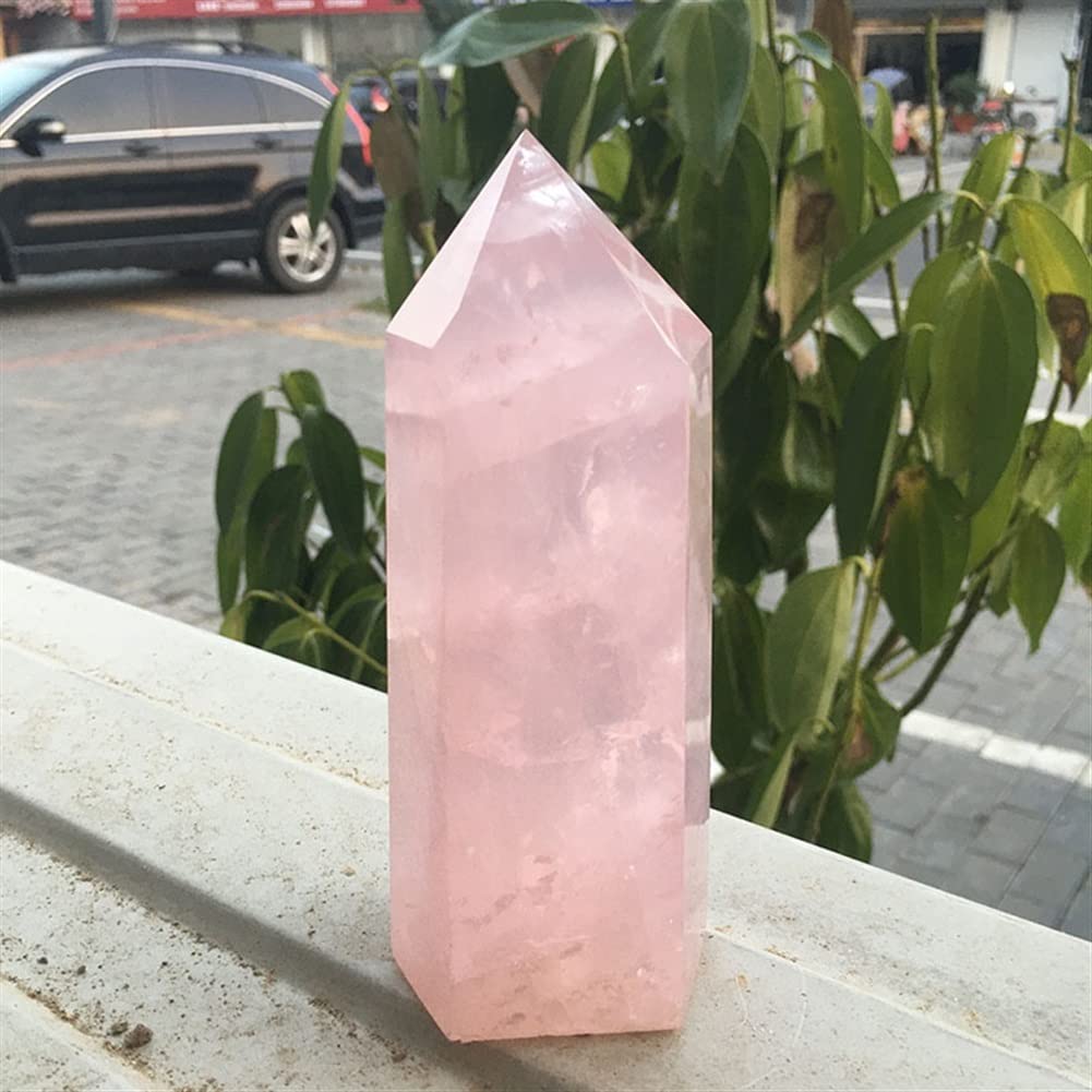 Natural Large Size Rose Quartz Crystal Tower Gemstone Obelisk 1 Piece Suitable for Home Natural Stones Household (Size : 600-700g)