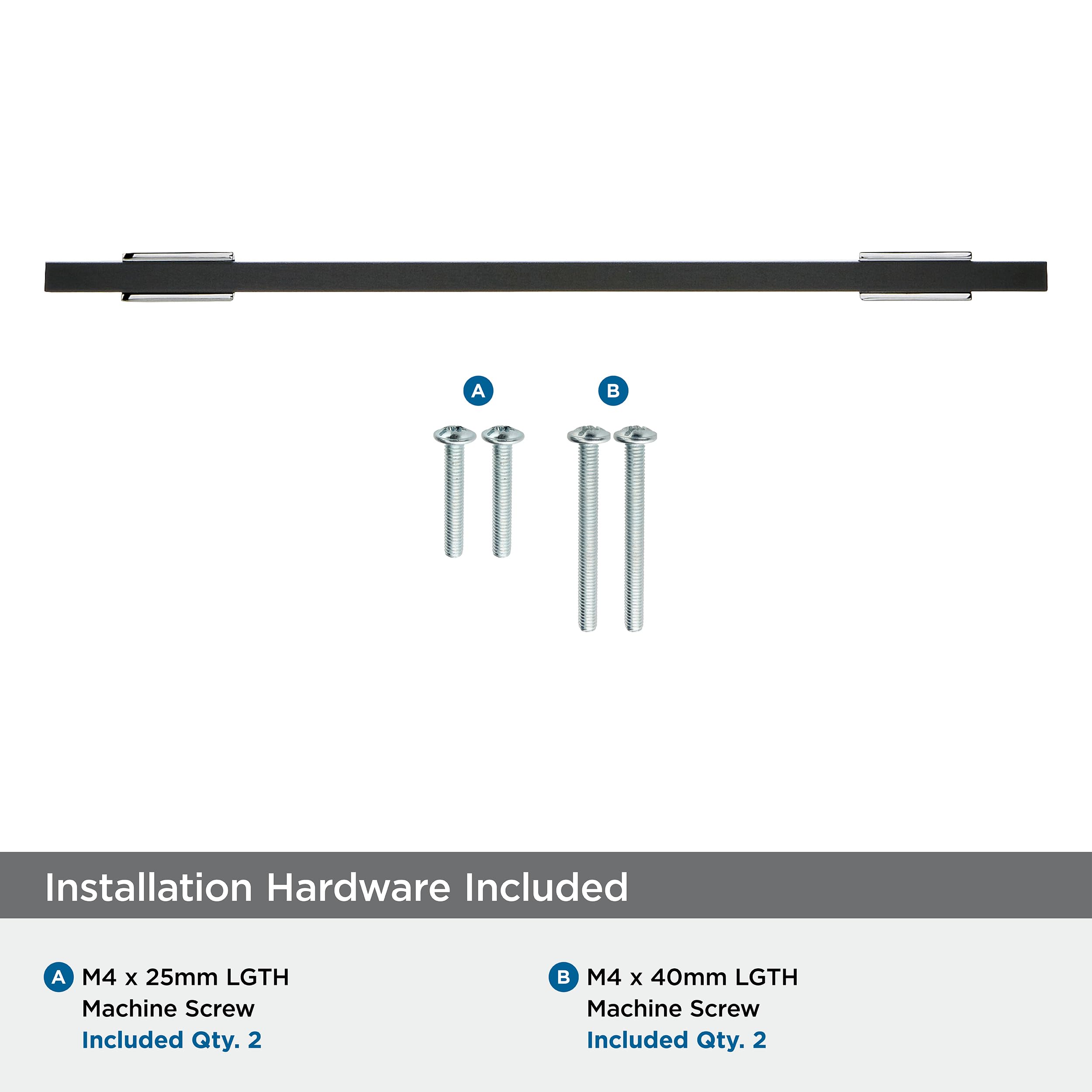 Amerock Tirador de gabinete, cromo pulido/negro mate cepillado, 7-9/16 pulgadas (192 mm) de centro a centro, Urbanite, paquete de 1 unidad, tirador de cajón, asa de cajón, herrajes para gabinete