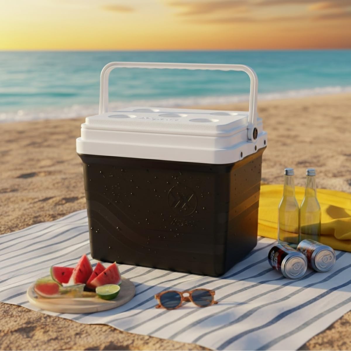 Caixa Térmica 42L Preta Portátil Cooler Praia Camping Churrasco Viagem Bebidas e Alimentos | Conservação por Horas | Portátil e Fácil de Transportar | Alta Capacidade 42 Litros