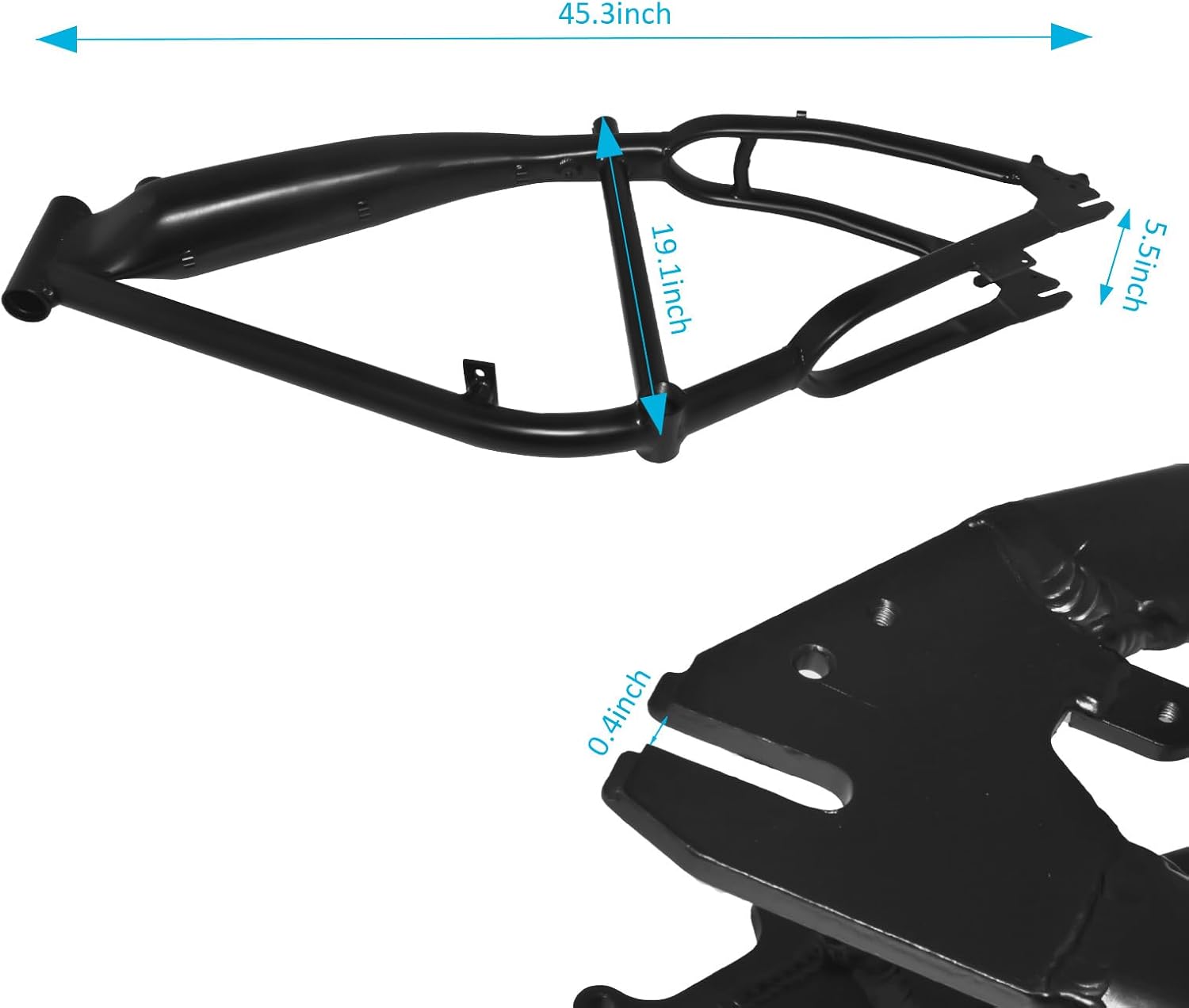 Integrated Bicycle Gas Frame 3.4L w/o Kickstan，Fuel Tank Built Bicycle Frame，Gas Motorized Bicycle 66cc/80cc，Black Bicycle Gas Frame with Gas Tank Built in