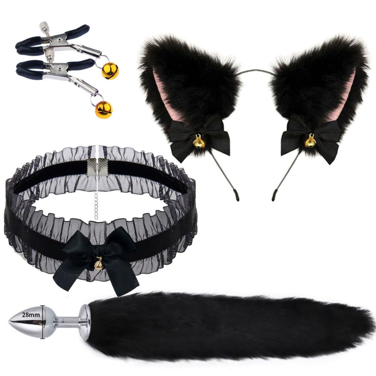 Fox Hair Tail et Ear Clips Halloween Costumes Accessoires Partie, Thanksgiving Cadeau de Noël - H