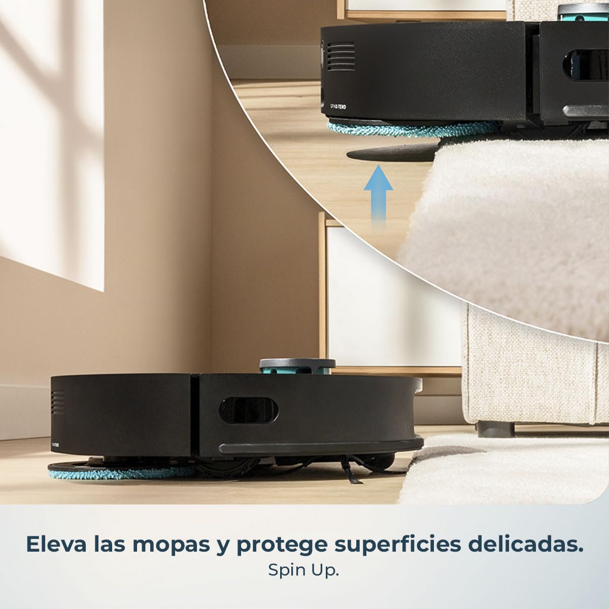 Cecotec Robot Aspirador y Friegasuelos con IA y Base Autovaciado Conga X70. Motor de Succión 15000Pa, Base 4 en 1, Tecnología Láser, Mopas Giratorias, Cepillo Lateral, App y Bluetooth — view 7