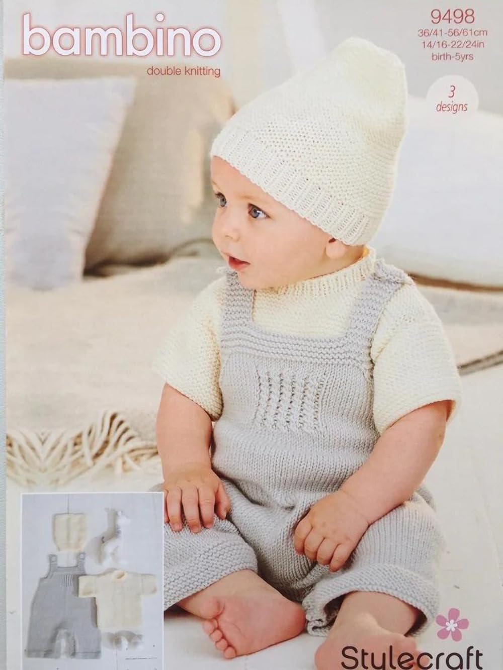 T-Shirt, Dungarees & Hat Knitting Pattern in DK 14-16 to -22-24" Chest/Bust - Stylecraft 9498