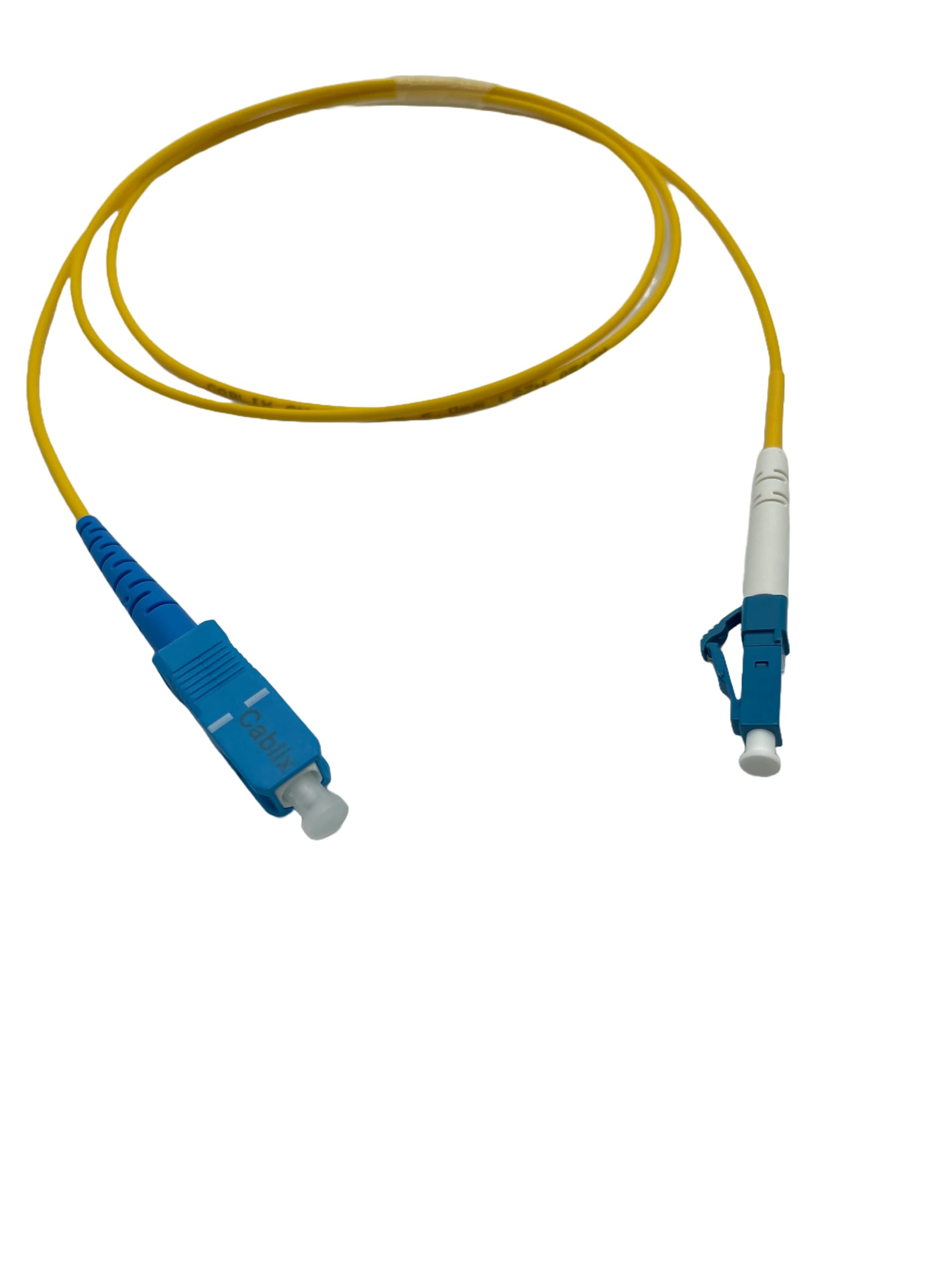 Cablix Single Mode Fiber Optic Patch Cord, Simplex LC/UPC to SC/UPC, 1.0 Meter, 2.0mm, High-Performance Optical Cable for Reliable Data Transmission