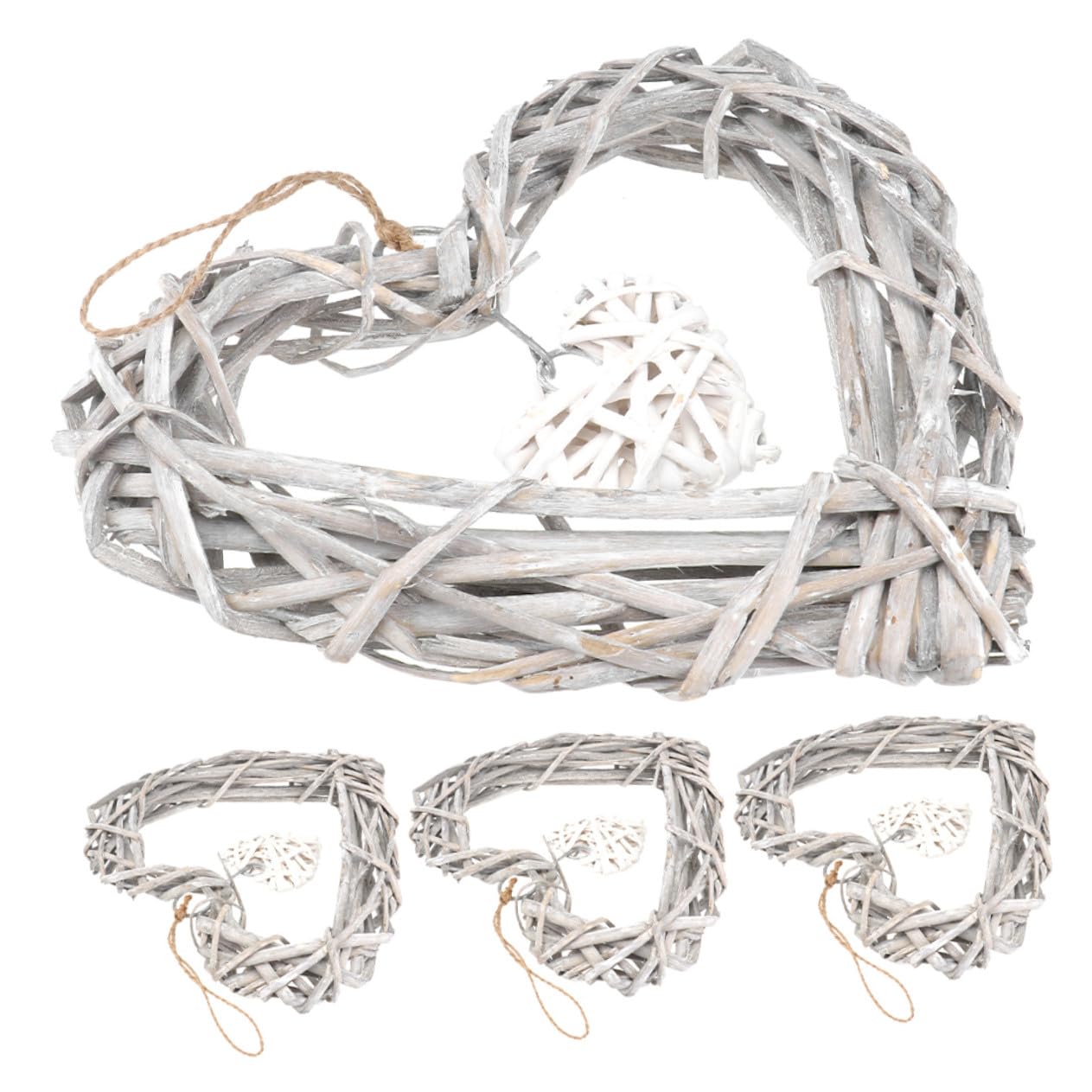 BESTYASH 4 Pezzi Ghirlande Cuori in Vimini Decorazione da Parete in Rattan con Pizzo Appeso Leggero per Matrimonio Feste e Decorazioni Casa