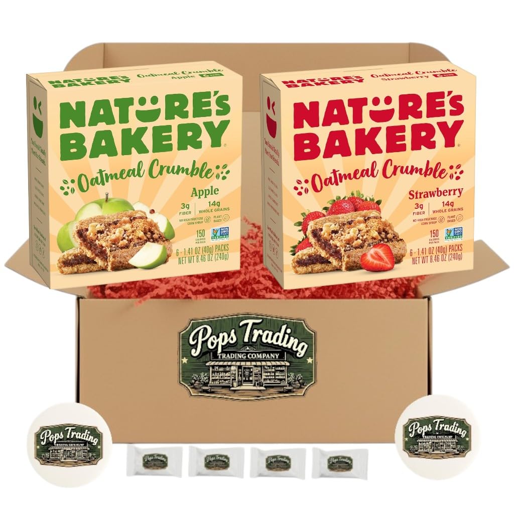 Oatmeal Crumble Snack Bar Variety Sampler Gift Box Apple & Strawberry 12ct 1.41oz Non-GMO Plant Based