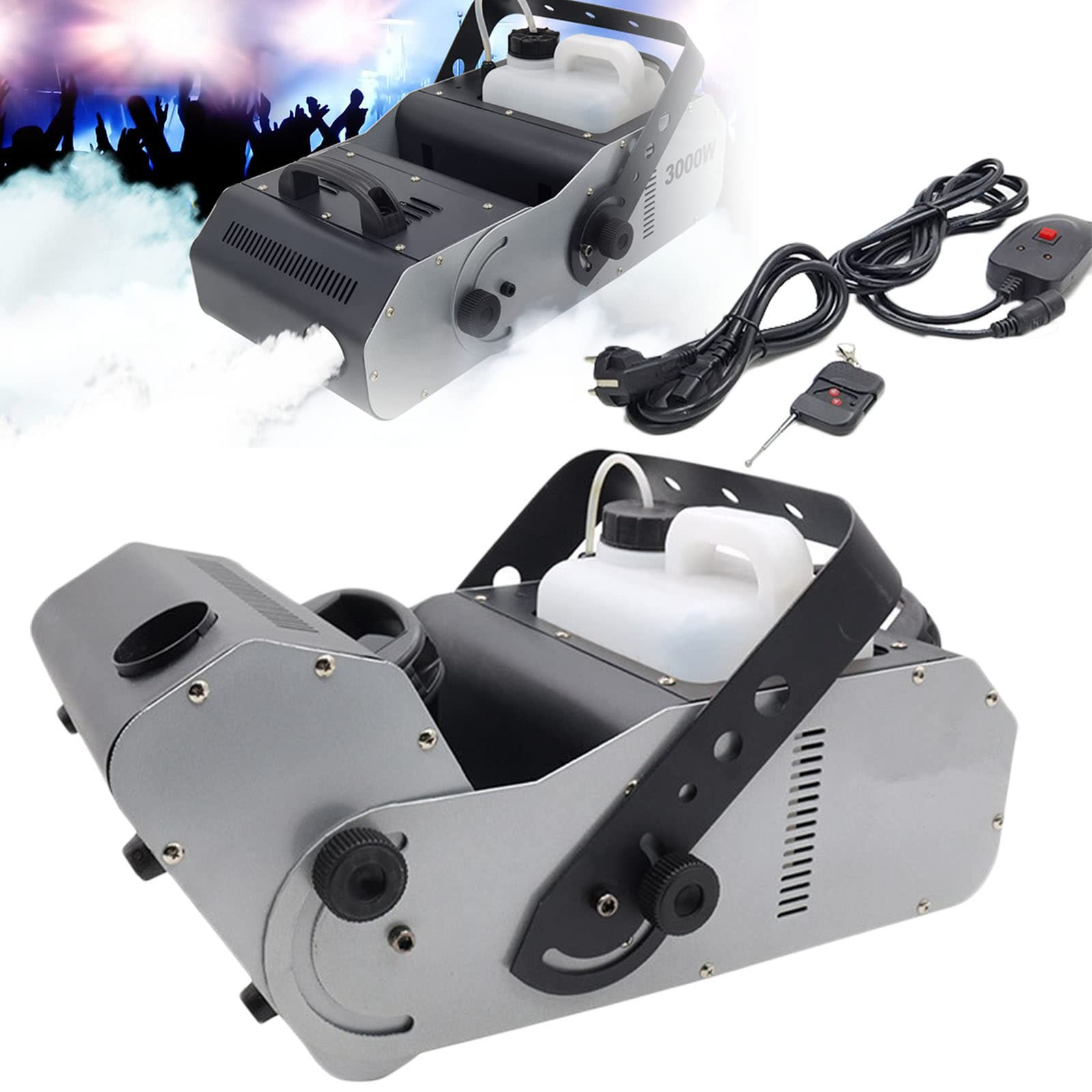 Macchina del Fumo da 3000W 3L con Serbatoio Regolabile ad Angolo Regolabile per Discoteca, Dj, Feste, Palcoscenici, Matrimoni