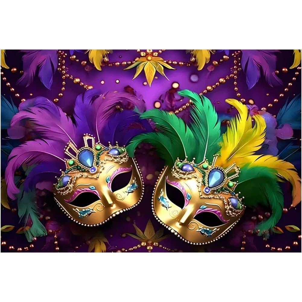Baokuan Venetian Decoration Backdrop Carnival Masquerade Photography Backgrounds Mask Colorful Backdrop Party Decoration Banner Props